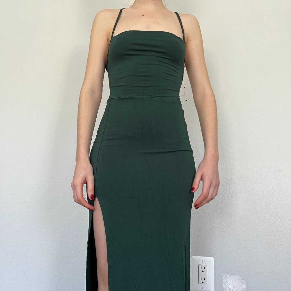 Green dress with open back
